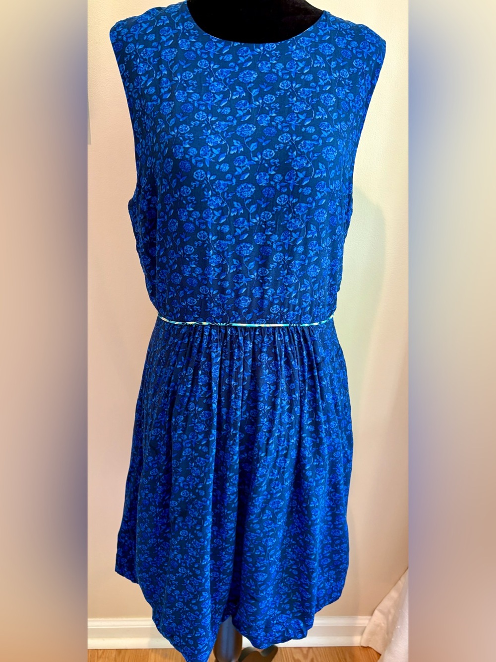 Matilda Jane Blue Floral Sleeveless Dress Size 10 | Pockets | 38” Length